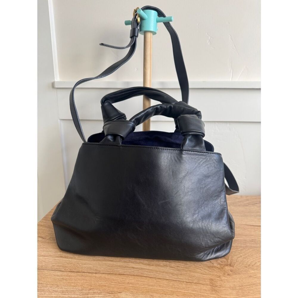 LIA NUMA Black Leather Tote Handbag Satchel Classic Shoulder Bag Made in Italy